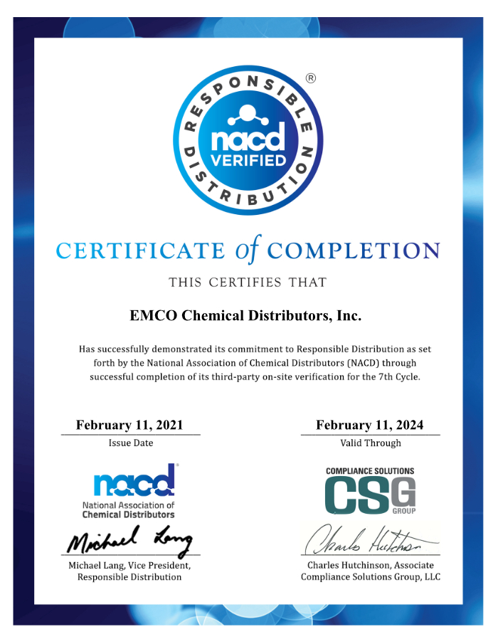 EMCO Chemical Distributors Successfully Passes Responsible Distribution ...